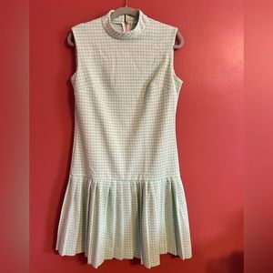 Vintage Mint Green Check Mini Dress